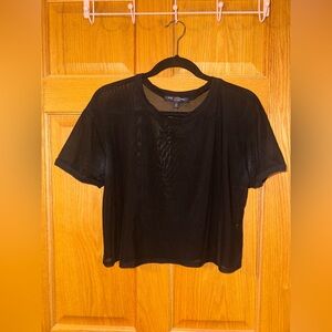 ONE CLOTHING Black Mesh Crop Top